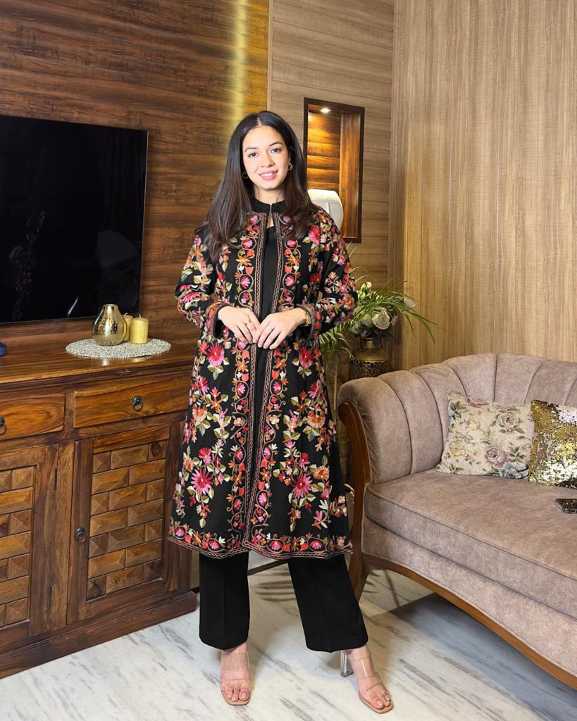 Embroidered Gown 3-Piece Set (Gown, Inner & Trouser)