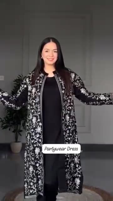 Embroidered Gown 3-Piece Set (Gown, Inner & Trouser)